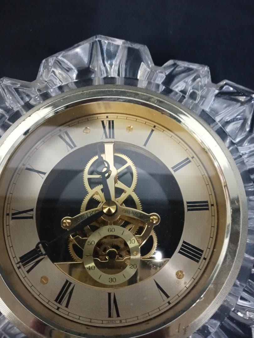 セイコーガラス置時計 AW510S 動作確認済み クリスタルガラス 昭和レトロ