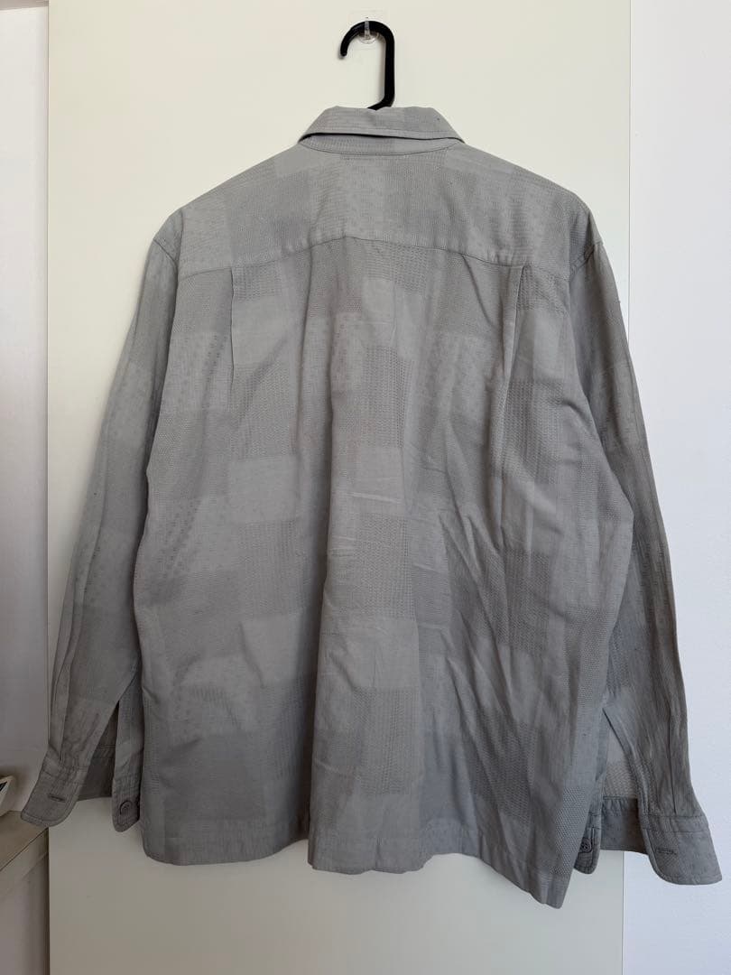 ISSEY MIYAKE MEN テクスチャー切替 長袖シャツ ライトグレー 1