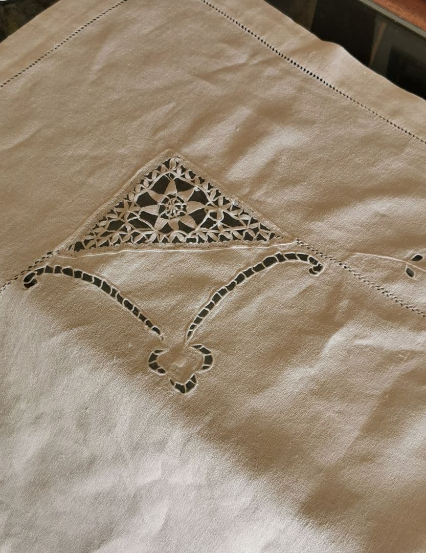 ご参照追加画像☘アンティーク フルーツボビンレース 刺繍ニードルワーク大判クロス