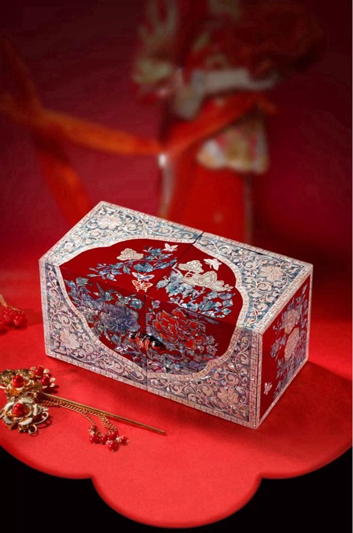 非遺伝統工芸 螺鈿漆器 ジュエリーボックス 高級実木製 結婚祝い 新婚贈り物