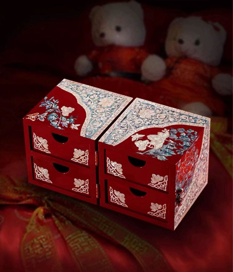 非遺伝統工芸 螺鈿漆器 ジュエリーボックス 高級実木製 結婚祝い 新婚贈り物