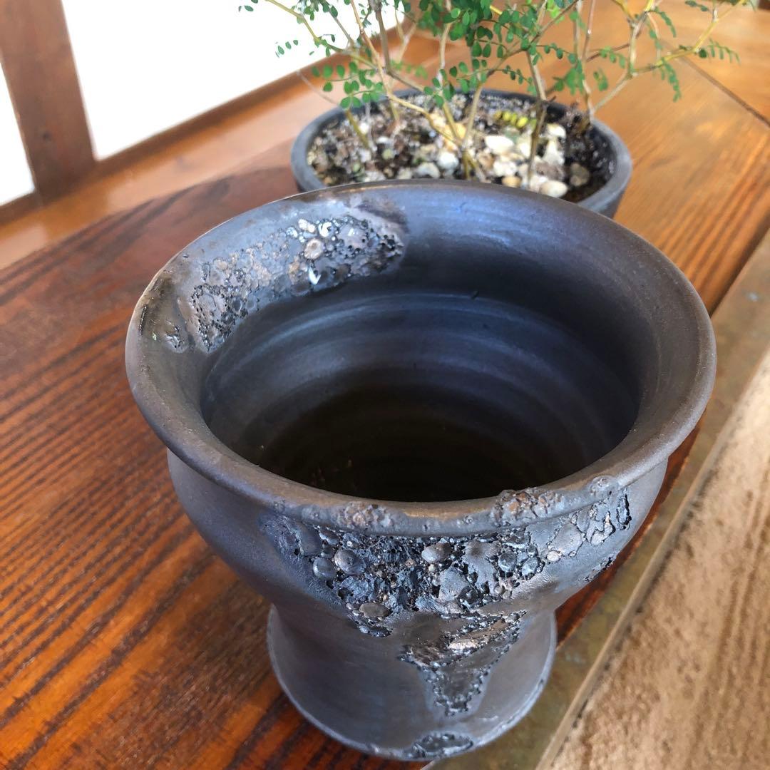 ￼作家物　￼銀河　黒色陶器植木鉢 ￼ 1つ