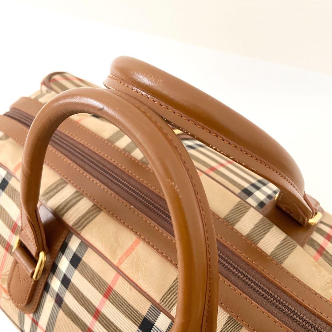 極美品　バーバリー　ボストンバッグ　シャドーホース　ノバチェック　PVC 南京錠