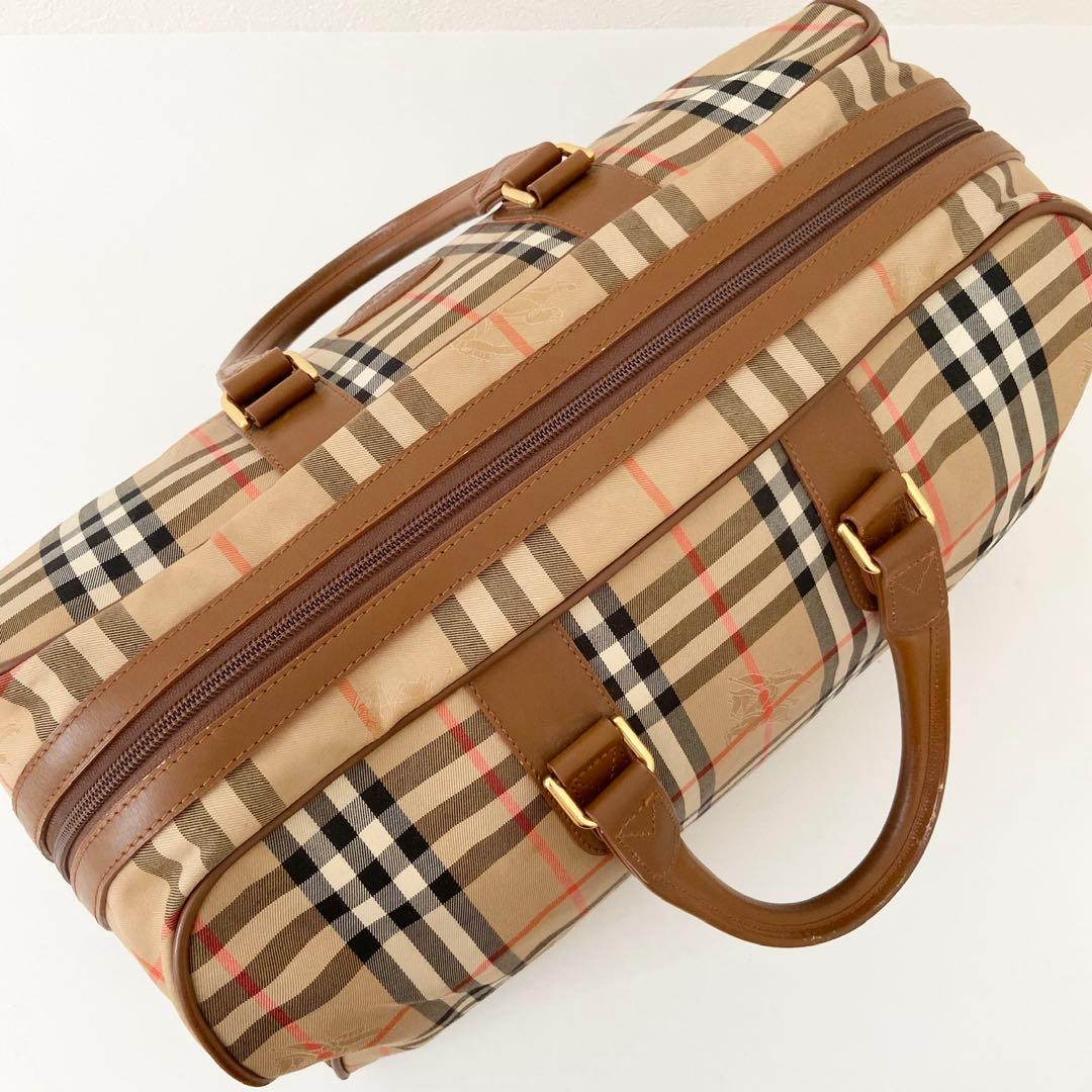 極美品　バーバリー　ボストンバッグ　シャドーホース　ノバチェック　PVC 南京錠