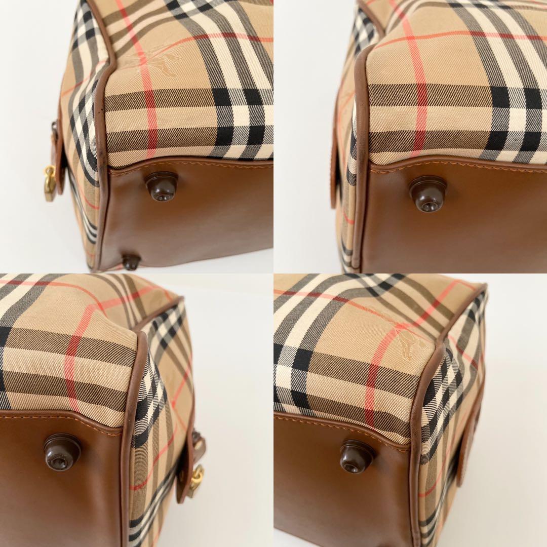 極美品　バーバリー　ボストンバッグ　シャドーホース　ノバチェック　PVC 南京錠