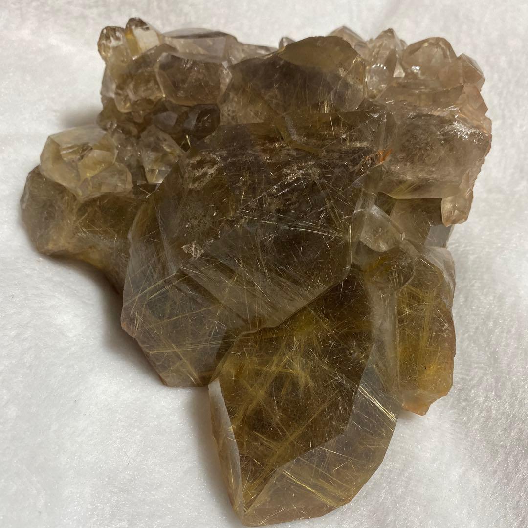 ルチル　原石　約1.4Kg　クラスター　天然石　針水晶　ルチルインクォーツ　水晶