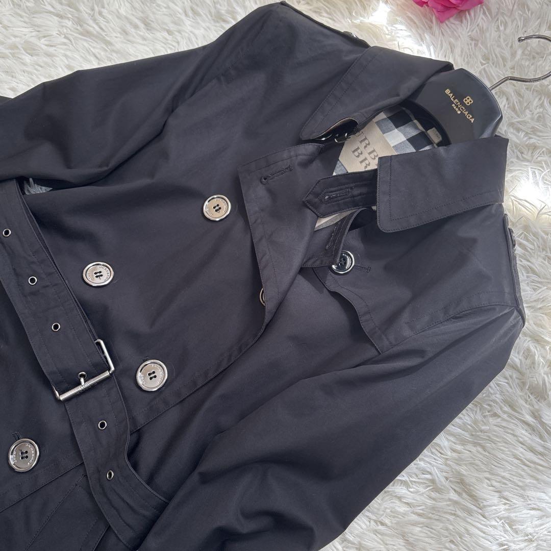 【極美品】バーバリーブリット トレンチコート メガチェック ブラック ベルト