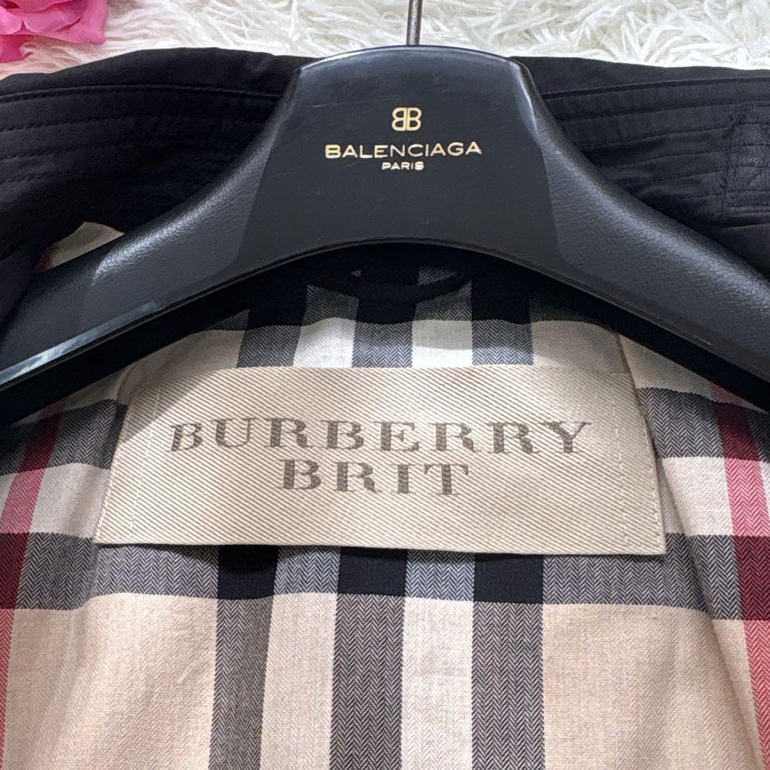 【極美品】バーバリーブリット トレンチコート メガチェック ブラック ベルト