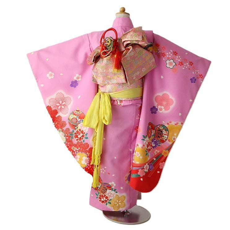 【そめ 草履バッグ以外フルセット7歳 女の子 着物 七五三7-040