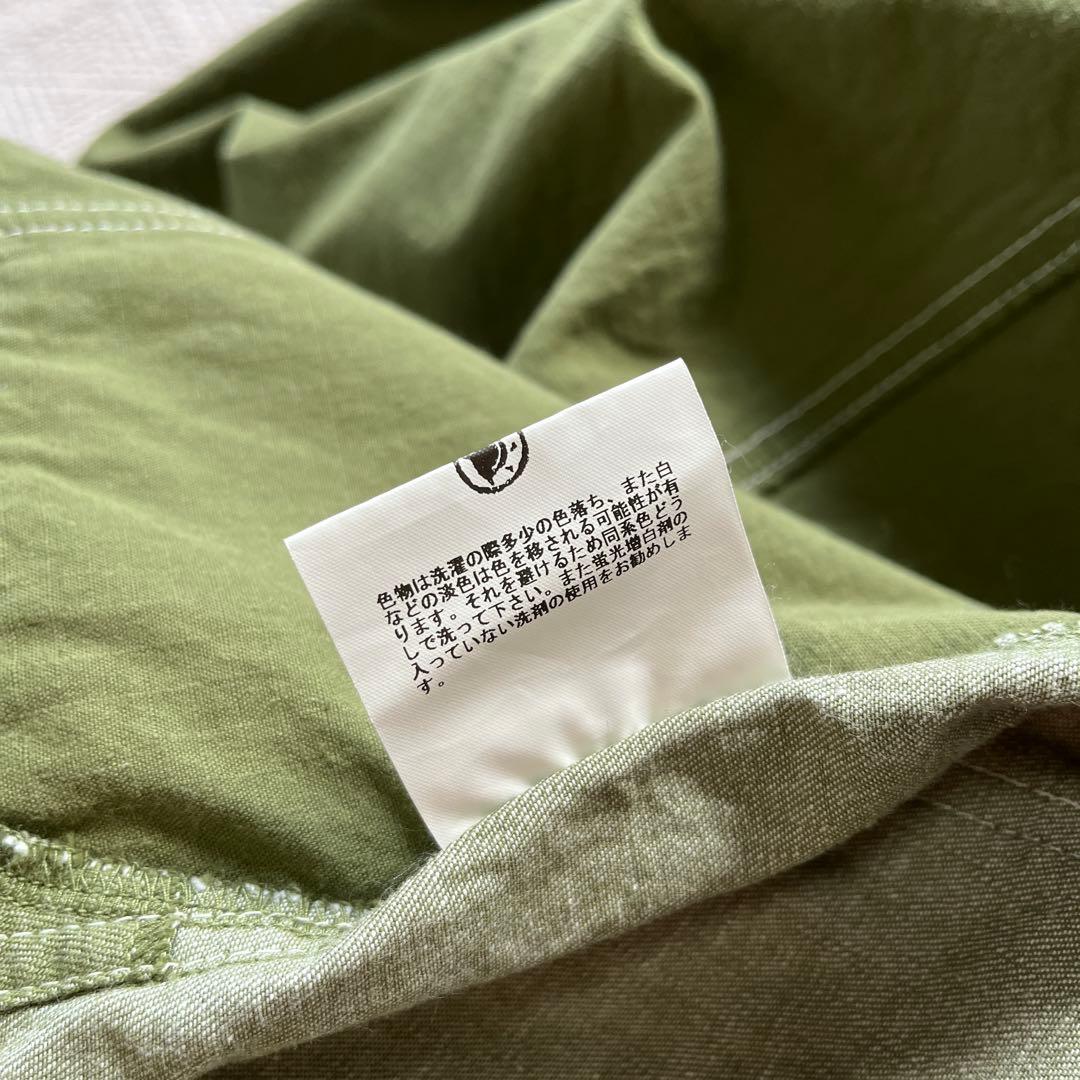 快晴堂 カーキリップストップ パッチワーク オーバーオールスカート