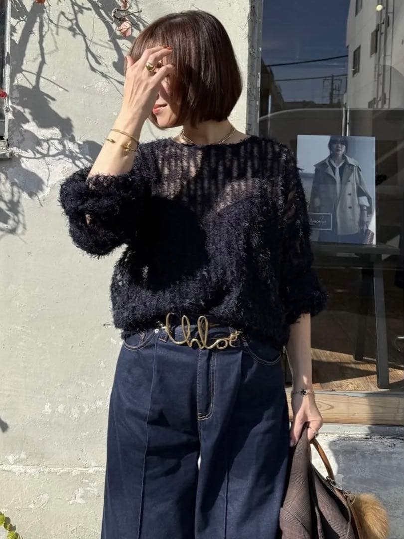 イデアルーチェ　チュールシャギープルオーバー　ネイビー