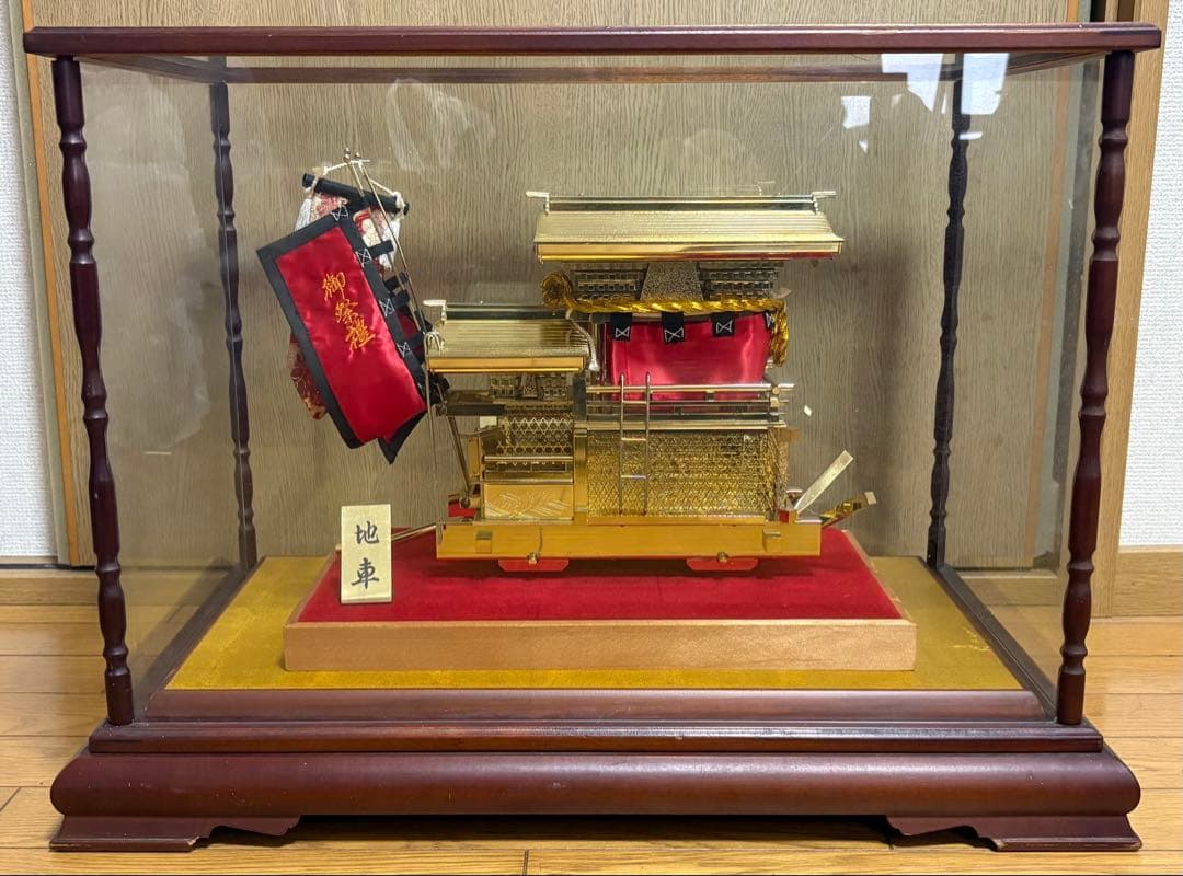 地車　だんじり祭り　黄銅無垢造 18金総メッキ　7.6kg 置物　模型　工芸品