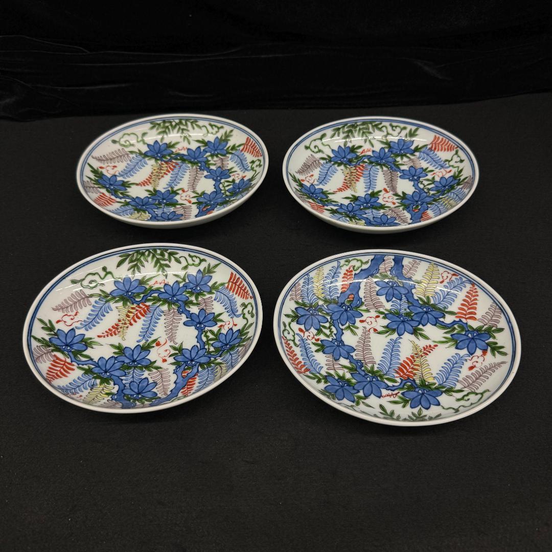 源右衛門窯 染錦藤絵 有田焼　　銘々皿（楕円型）　4枚