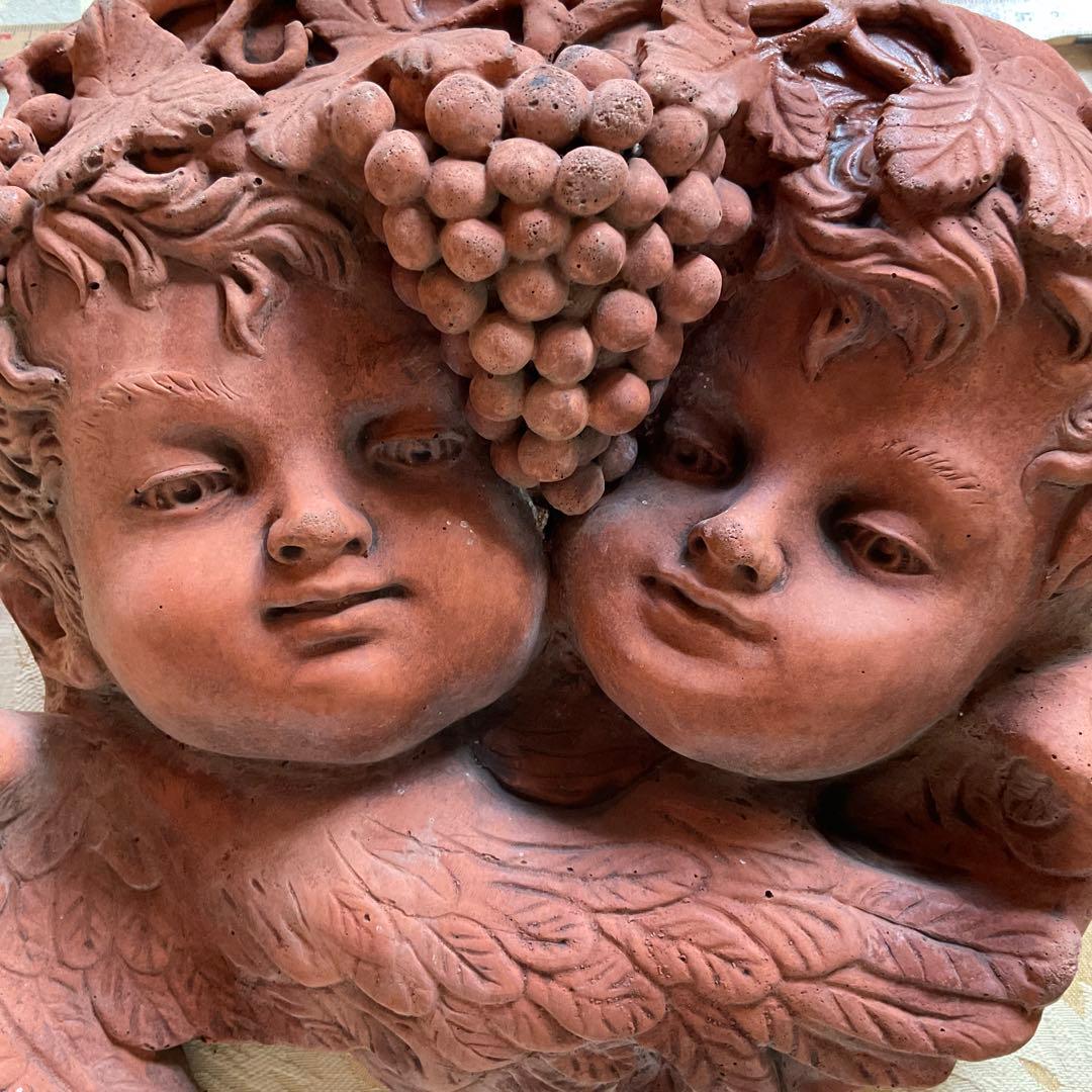 テラコッタ壁掛け✳︎フラワーベース　イギリス　オブジェ　エンジェル