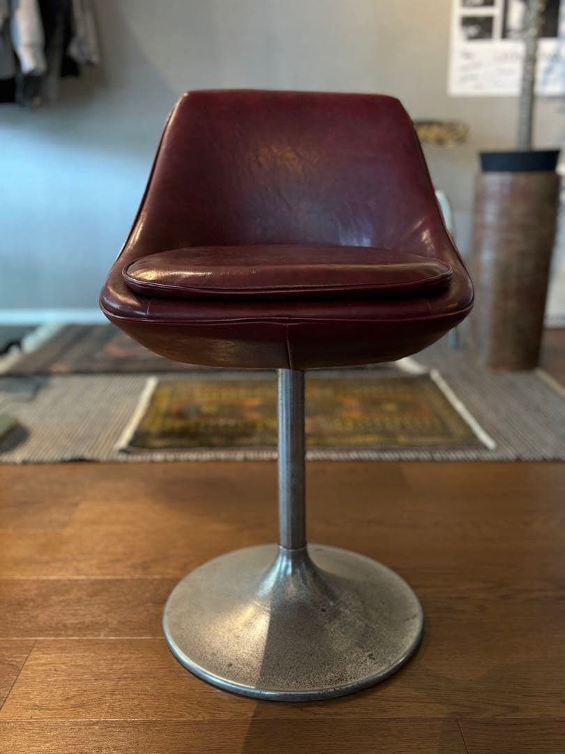 BARカウンターチェアバーガンディ 回転 スツール