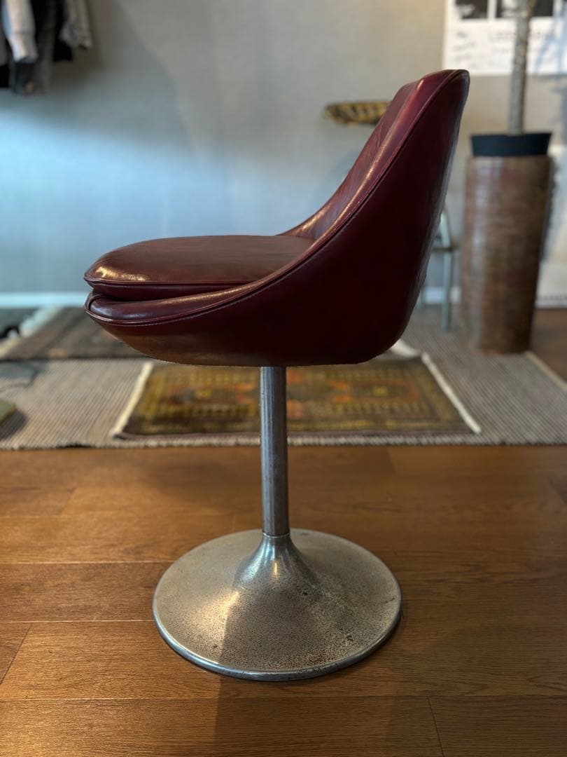 BARカウンターチェアバーガンディ 回転 スツール