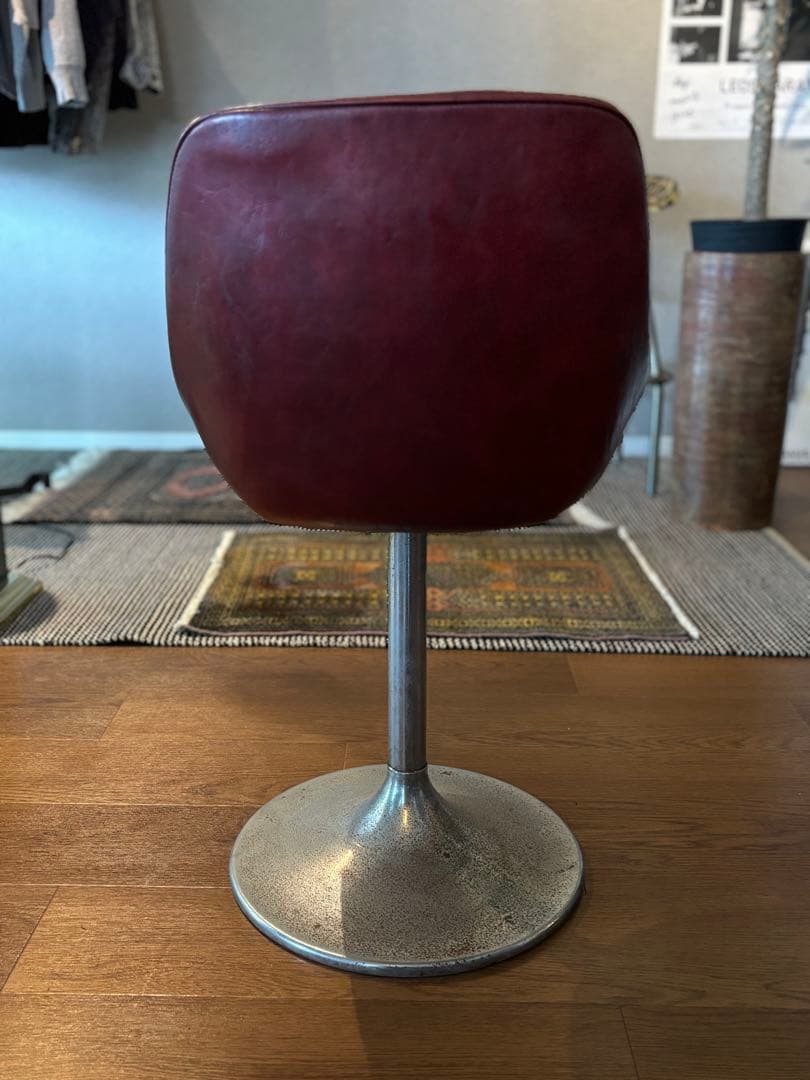 BARカウンターチェアバーガンディ 回転 スツール