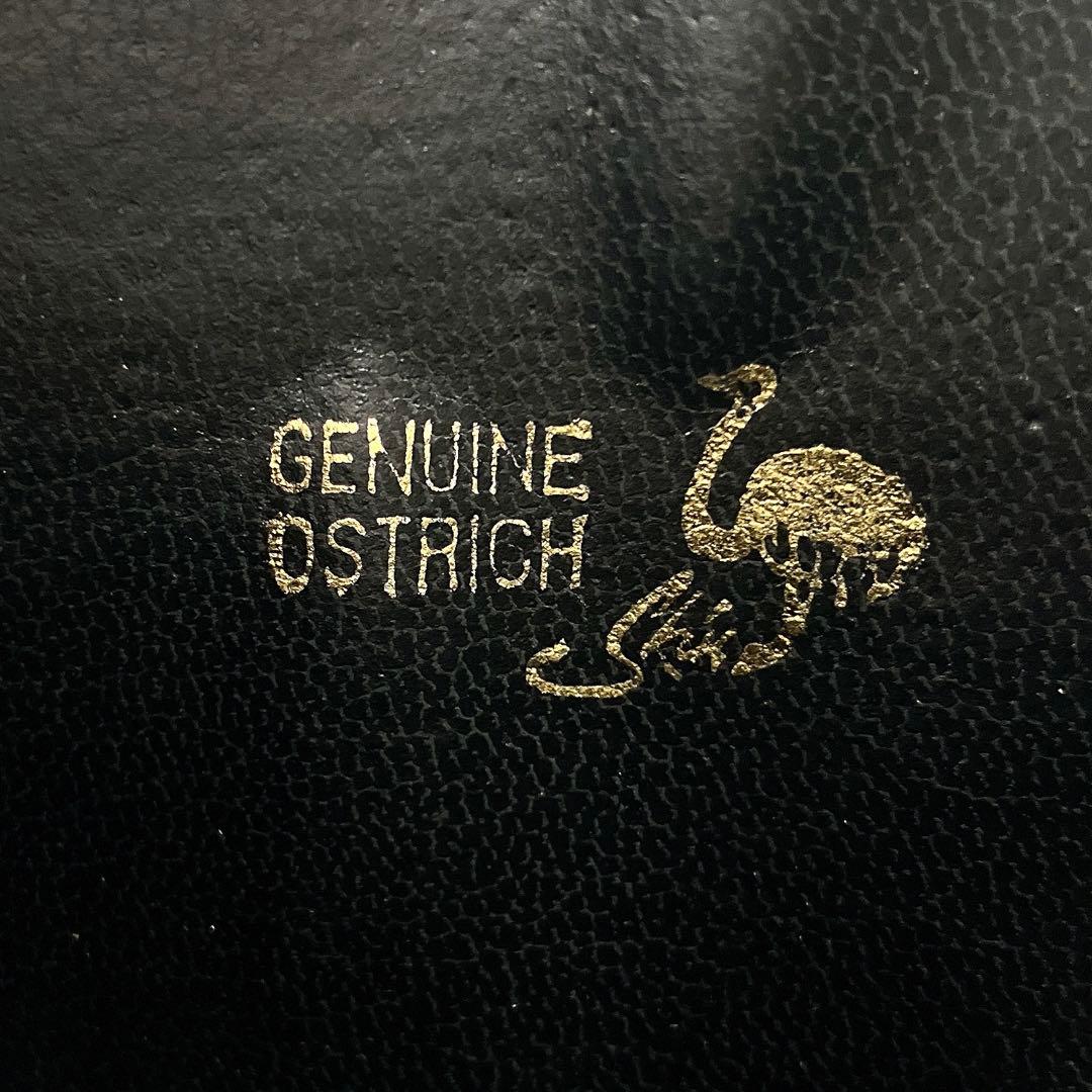 極美品　大型【オーストリッチ本革】ボストンバッグ　ゴールド金具　ブラック