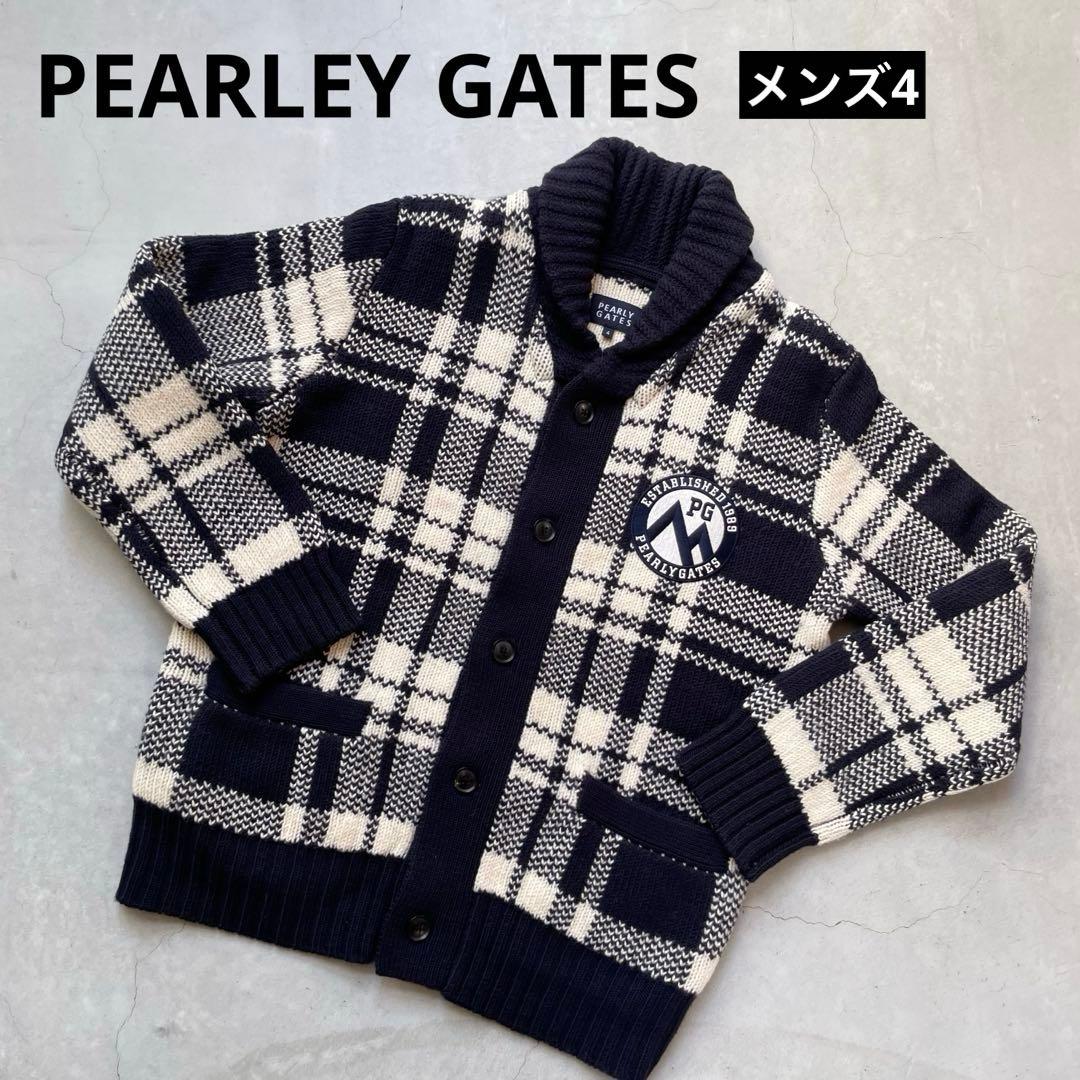 【美品】PEARLY GATES パーリーゲイツ チェックニットカーディガン