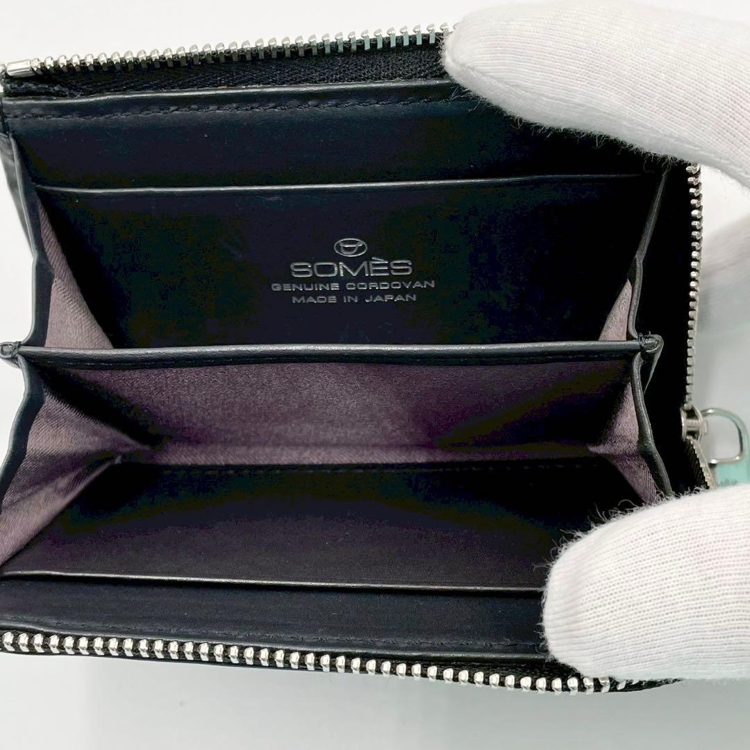 美品　ソメスサドル　コードバン　コンパクトウォレット　L字ファスナー　ブラック