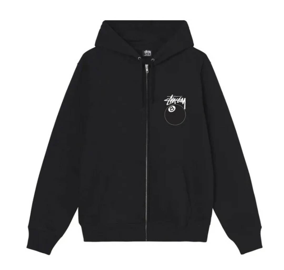 ステューシー 8 BALL ZIP HOOD スウェット M パーカー ブラック