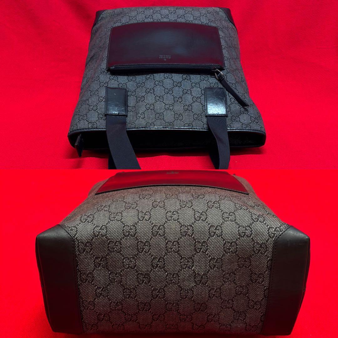 本物.美品　GUCCI グッチ　キャンバス×革　カバン　バッグ　黒　通勤通学