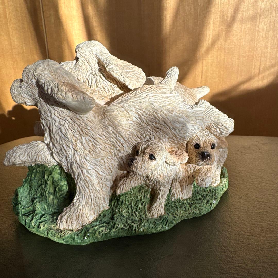 アメリカンコッカースパニエルの置物　バフ　ファミリー