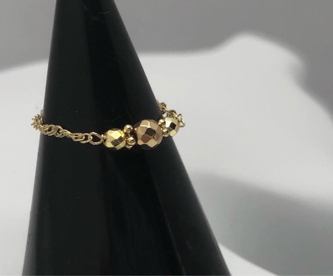 k18 18金 ミラーボール　チェーンリング