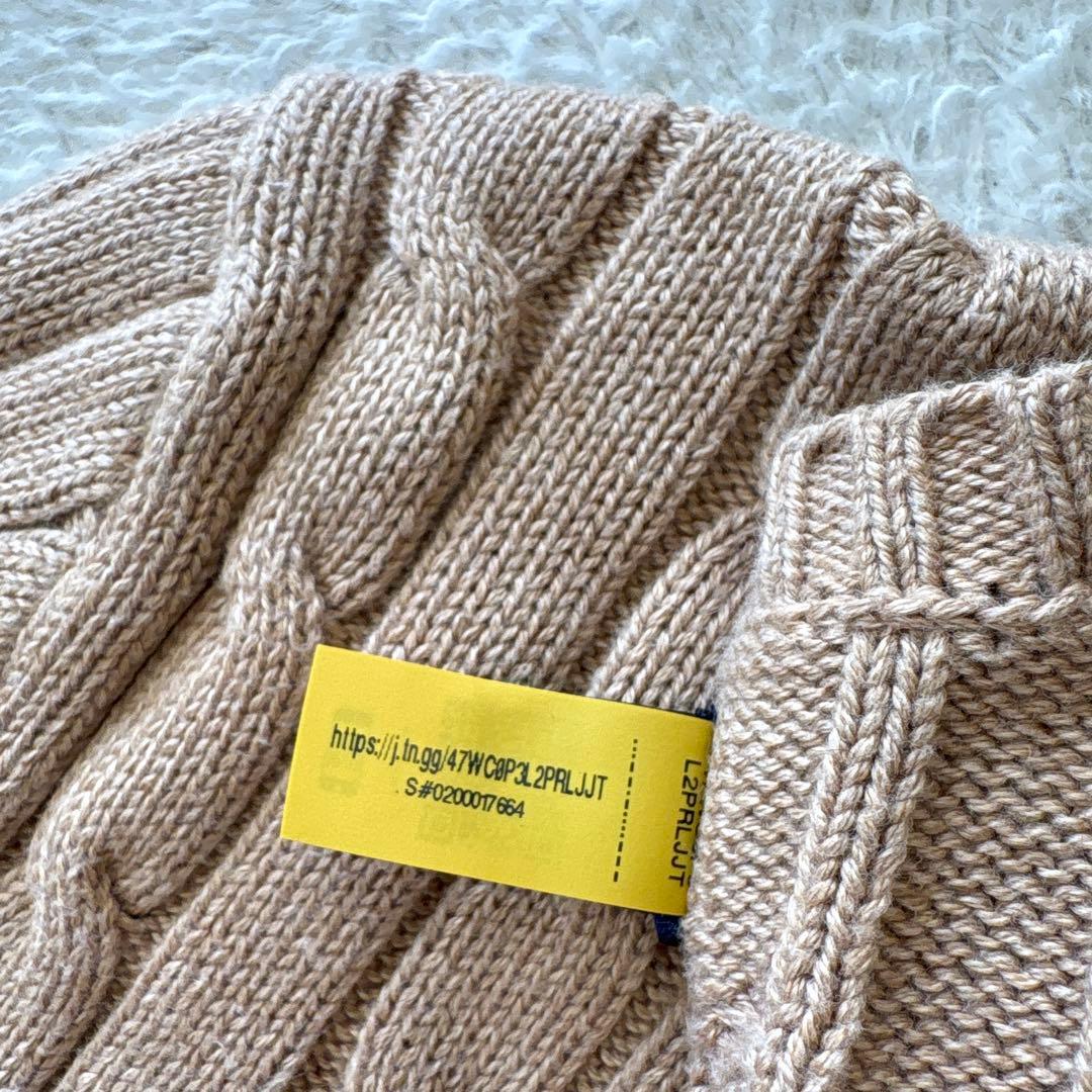美品　ポロラルフローレン　クルーネックケーブルニット　ベージュ　現行タグ