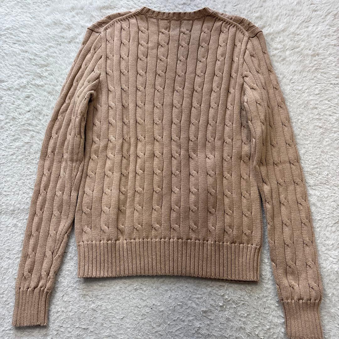 美品　ポロラルフローレン　クルーネックケーブルニット　ベージュ　現行タグ
