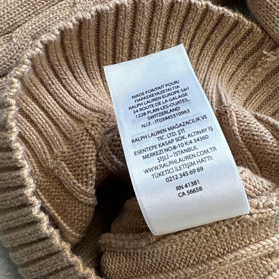 美品　ポロラルフローレン　クルーネックケーブルニット　ベージュ　現行タグ
