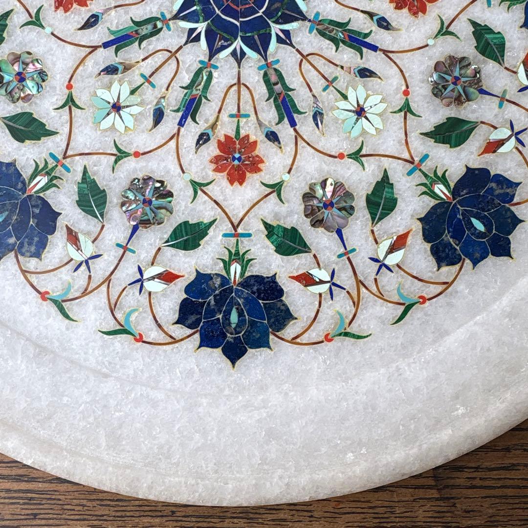 アグラ タージマハル 大理石 石象嵌 プレート 唐草模様 伝統工芸 インド