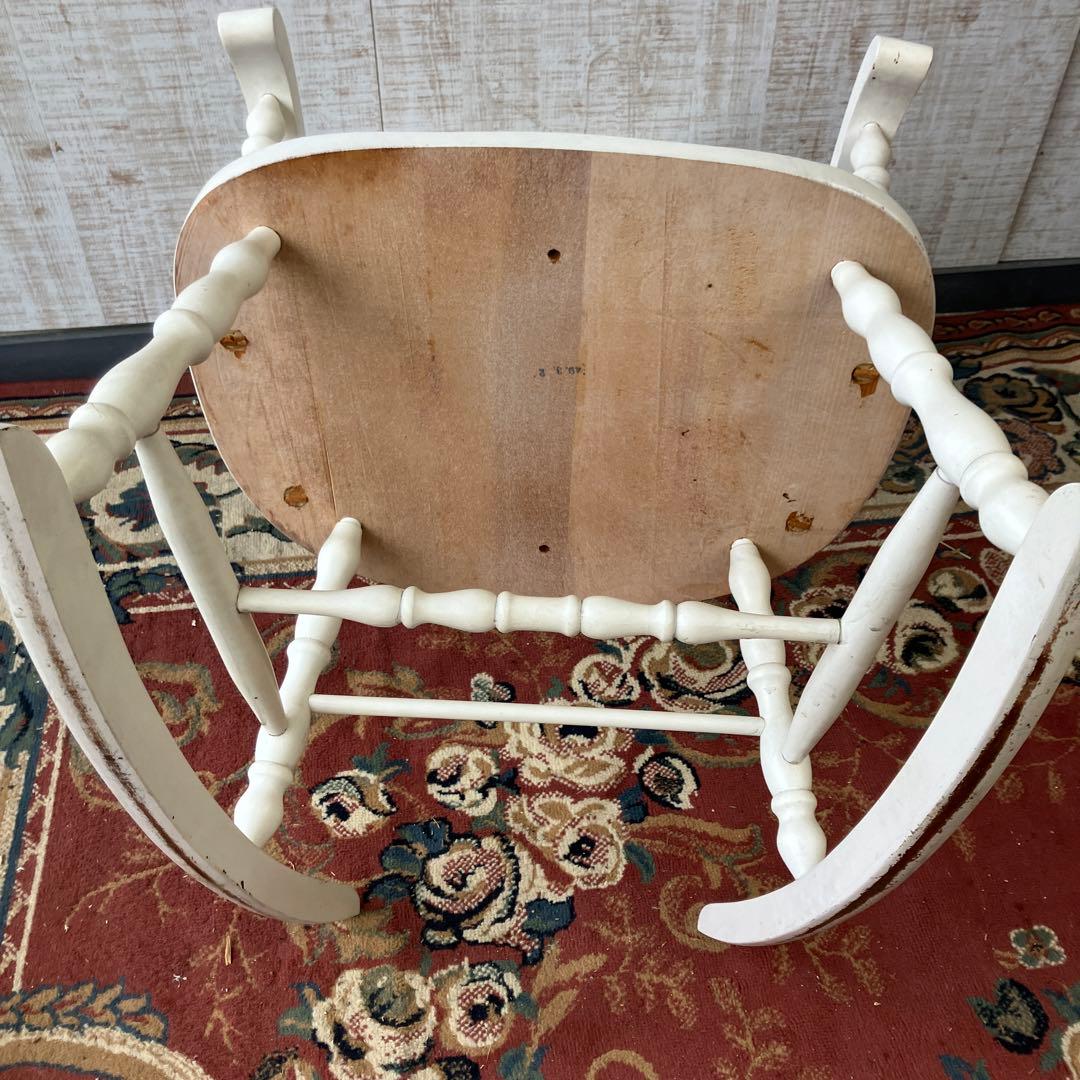 昭和レトロ 飛騨産業 キツツキ 木製 ロッキングチェア アームチェア ホワイト