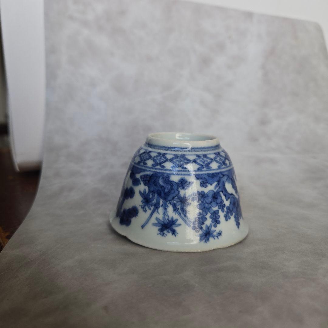 古伊万里　藍柿手　染付　向付　酒器　江戸時代　骨董　金直し　金継ぎ　アンティーク