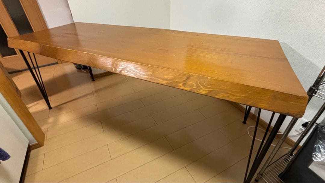 一枚板　脚付きダイニングテーブル　193cm×77cm
