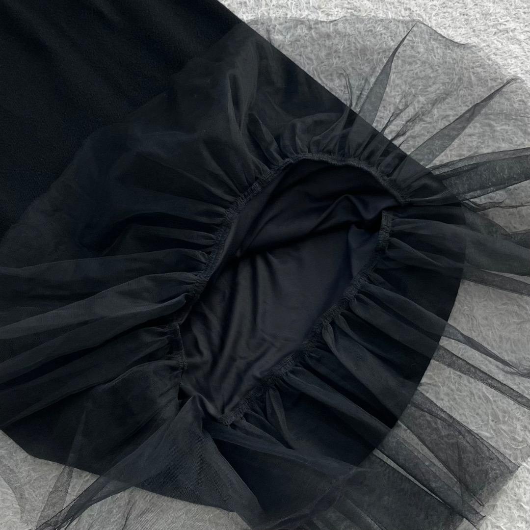 新品タグ付き✨24SS✨ビアズリー チュチュニットスカート 洗える ブラック 黒