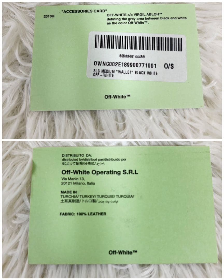オフホワイト ウォレット 財布 ラウンドファスナー レザー ブラック