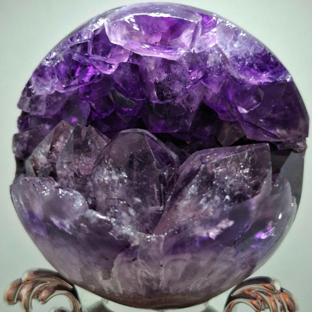 アメジスト クラスター 笑口 スフィア　台座付き
