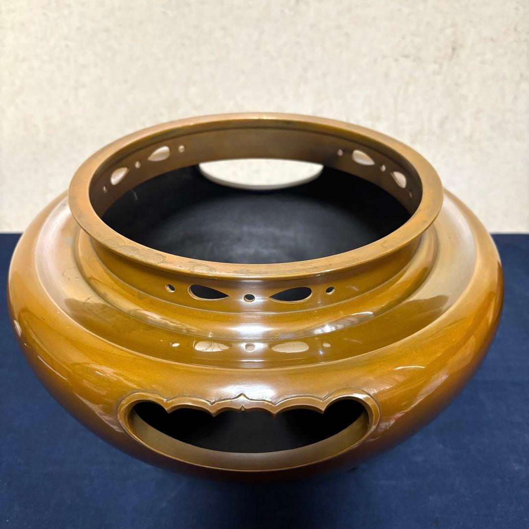 人間国宝敬典造 風炉 茶釜 電熱器 唐銅朝鮮風炉 野々田製電熱器 敷板 底瓦