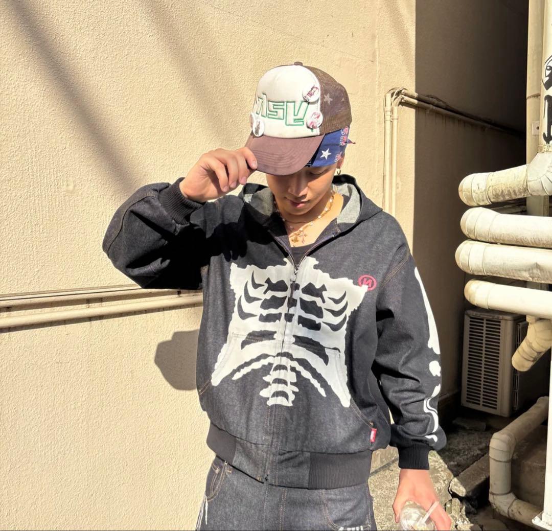 9090 Bone Rigid Denim Zip Hoodie Mサイズ