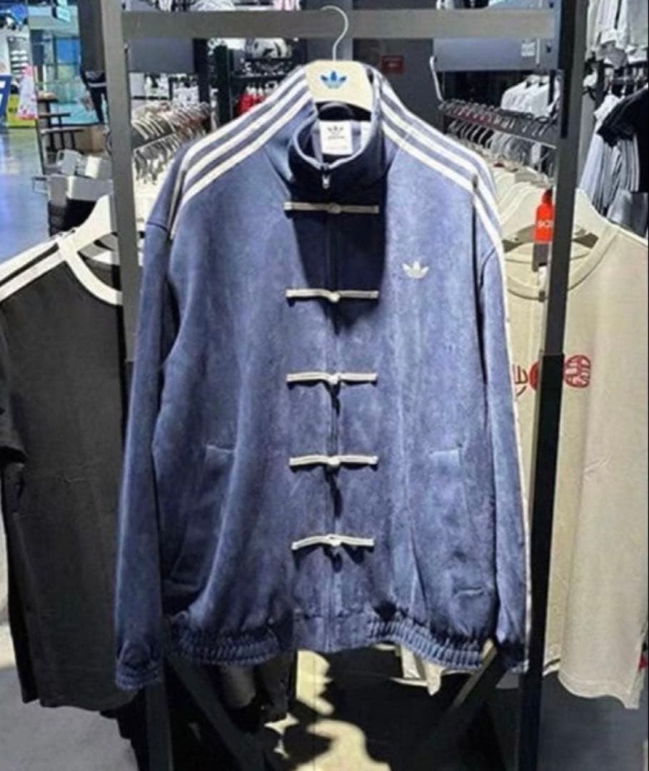 XL海外限定adidas originals スエード トラックジャケット　紺