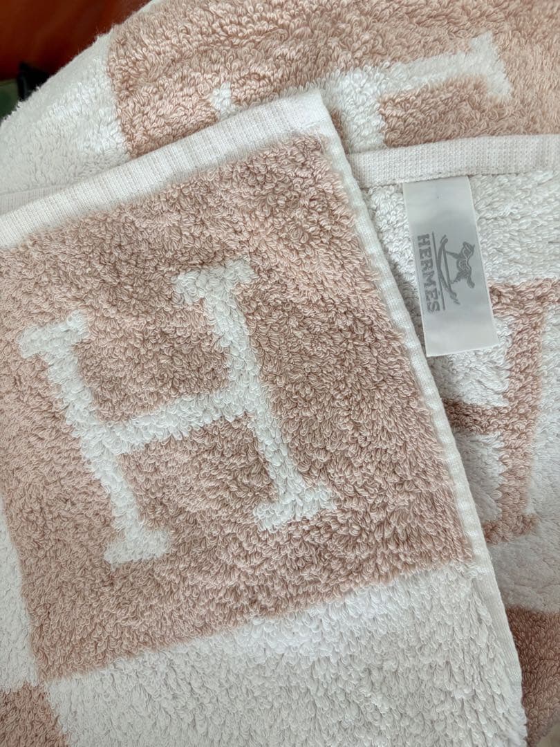 美品　エルメス　バスタオル　ローズ　赤ちゃん　ベビー　オレンジ箱