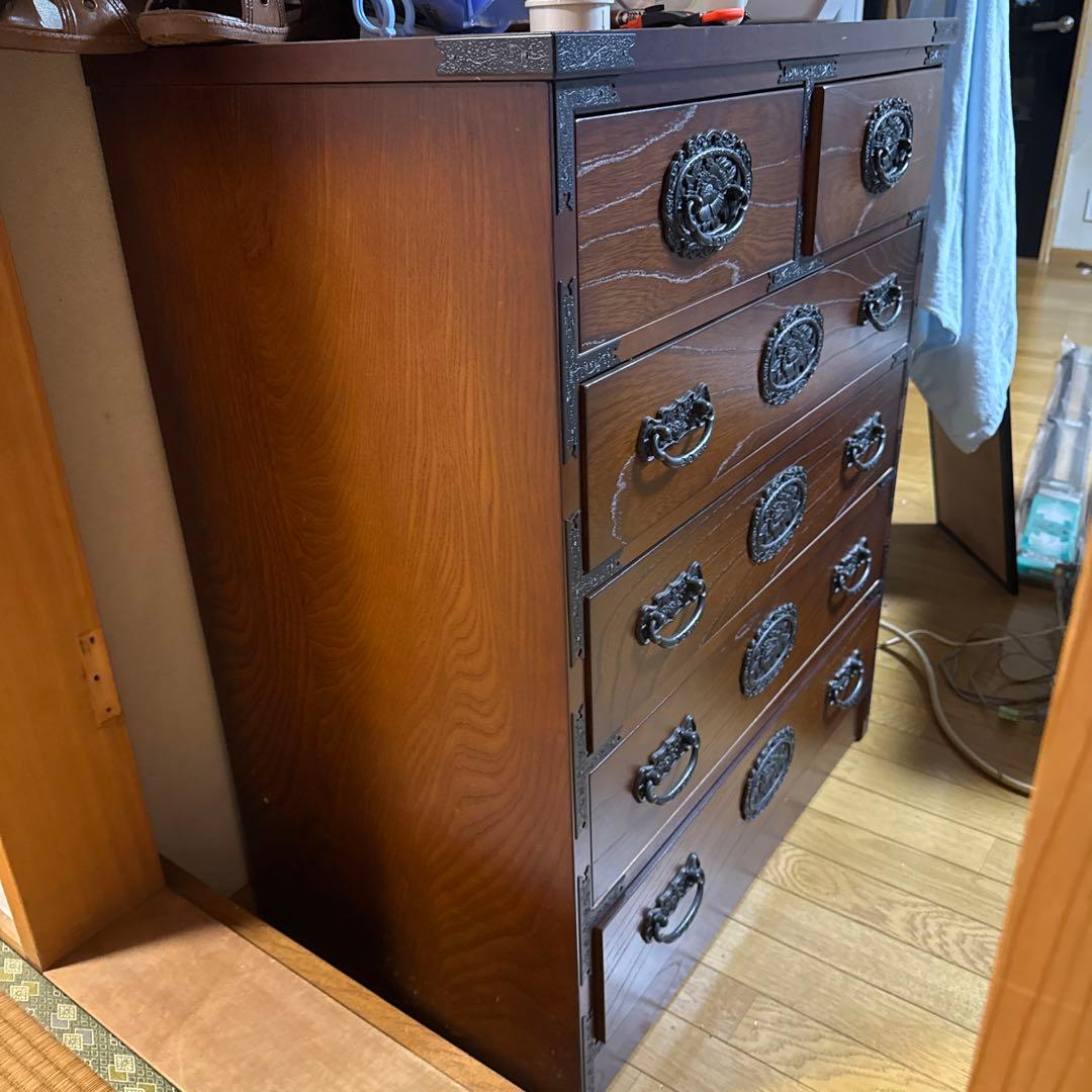 伝統的な日本の木製箪笥 6引き出し