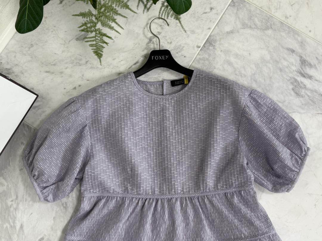 現行★極美品★BARNEYS NEWYORK パフスリーブジャガードブラウス F