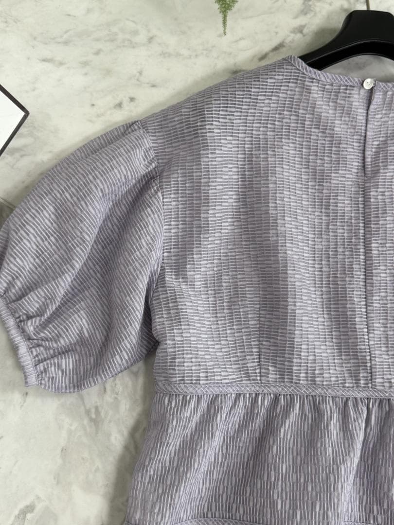 現行★極美品★BARNEYS NEWYORK パフスリーブジャガードブラウス F