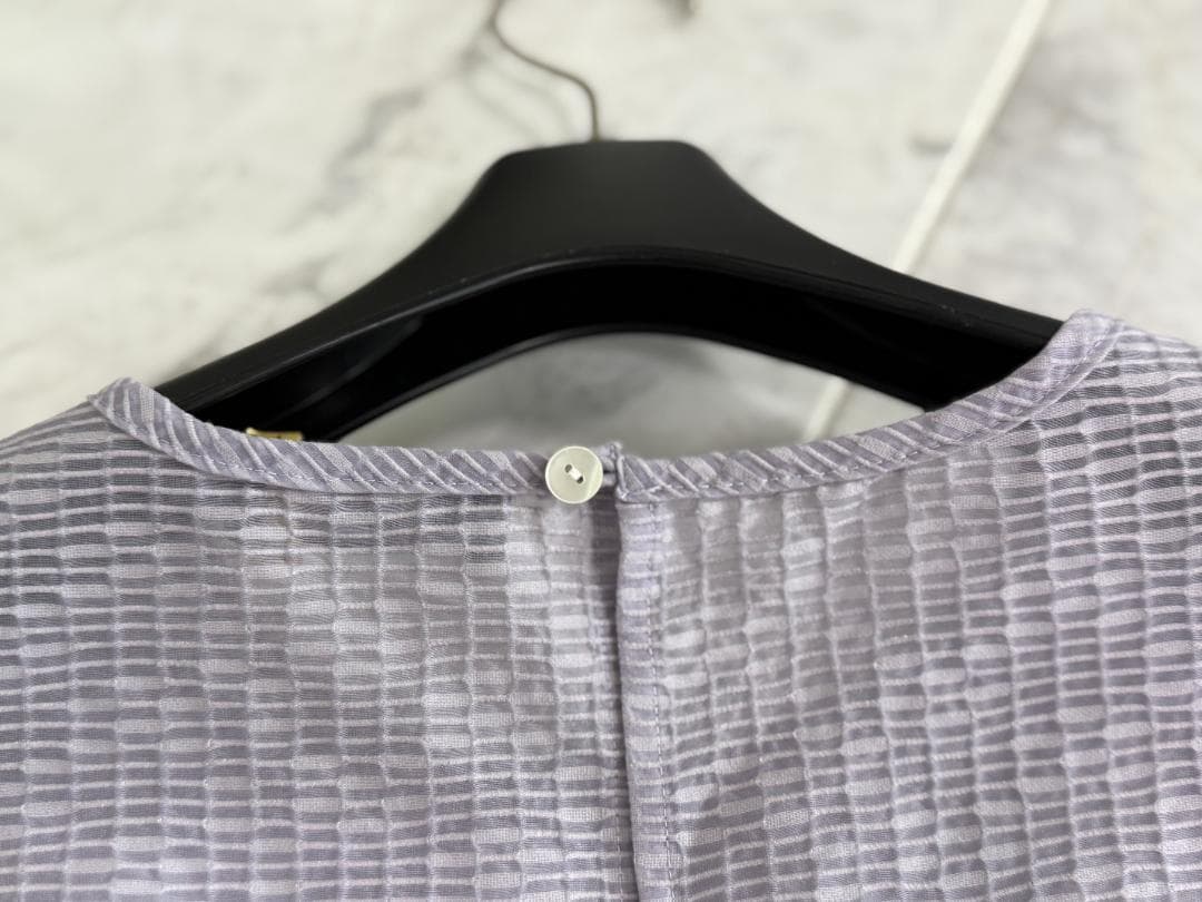 現行★極美品★BARNEYS NEWYORK パフスリーブジャガードブラウス F