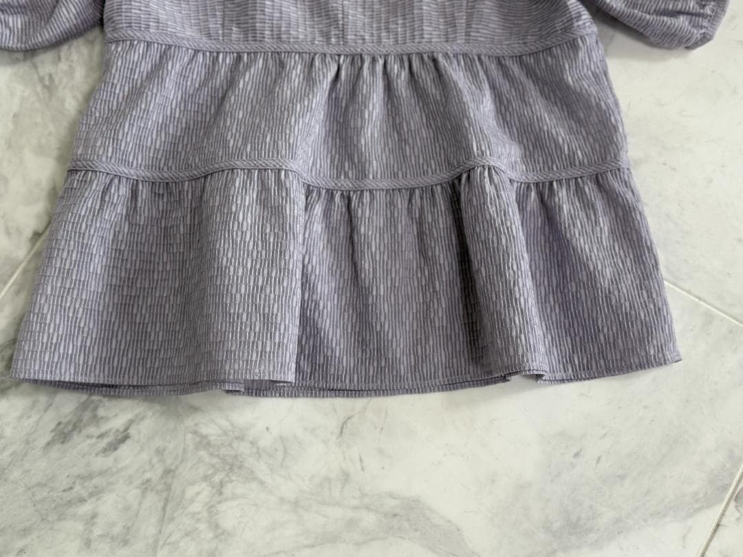 現行★極美品★BARNEYS NEWYORK パフスリーブジャガードブラウス F