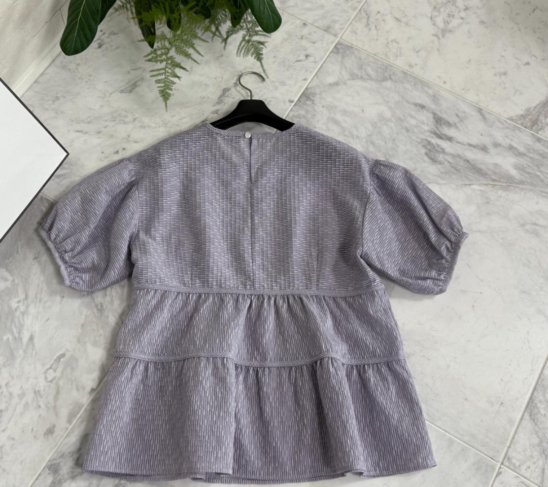 現行★極美品★BARNEYS NEWYORK パフスリーブジャガードブラウス F