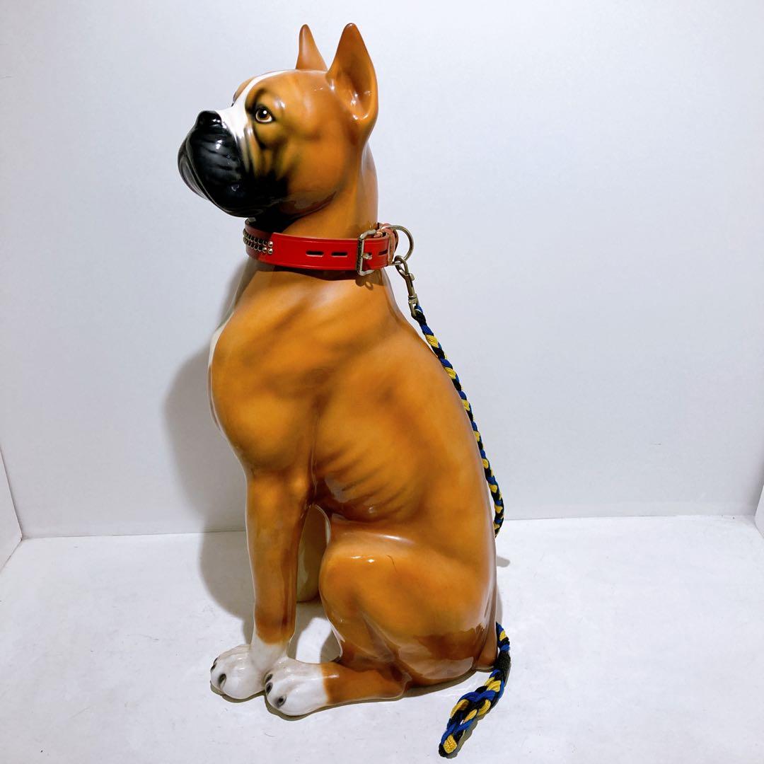 ボクサー 置物 オブジェ イタリア製 陶器 動物 雑貨 犬 イヌ 80cm