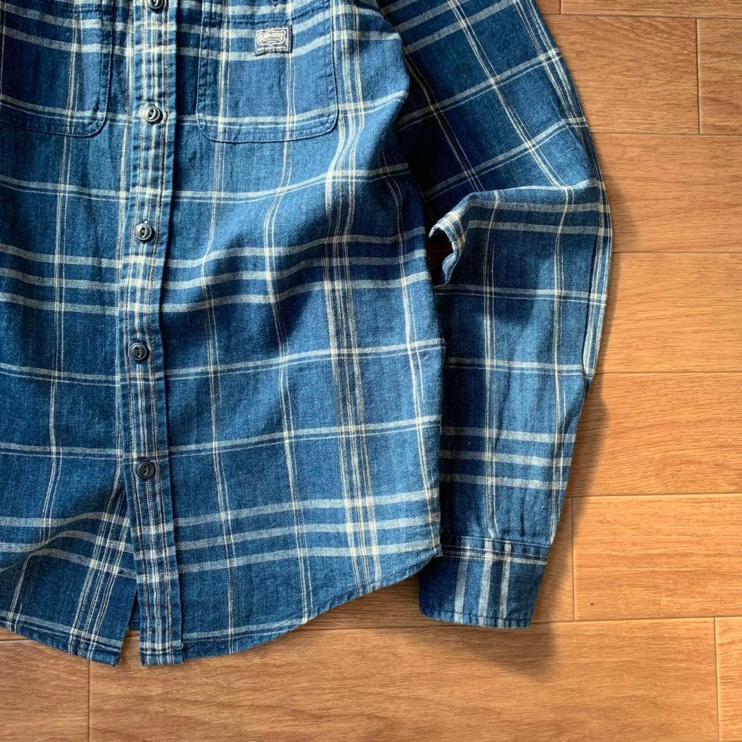 D&S ラルフローレン コットンリネン インディゴ ワークシャツ 猫目ボタン